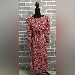 Blue Rain Floral Red Maxi Dress‎ Open Tie Back Women’s size XL